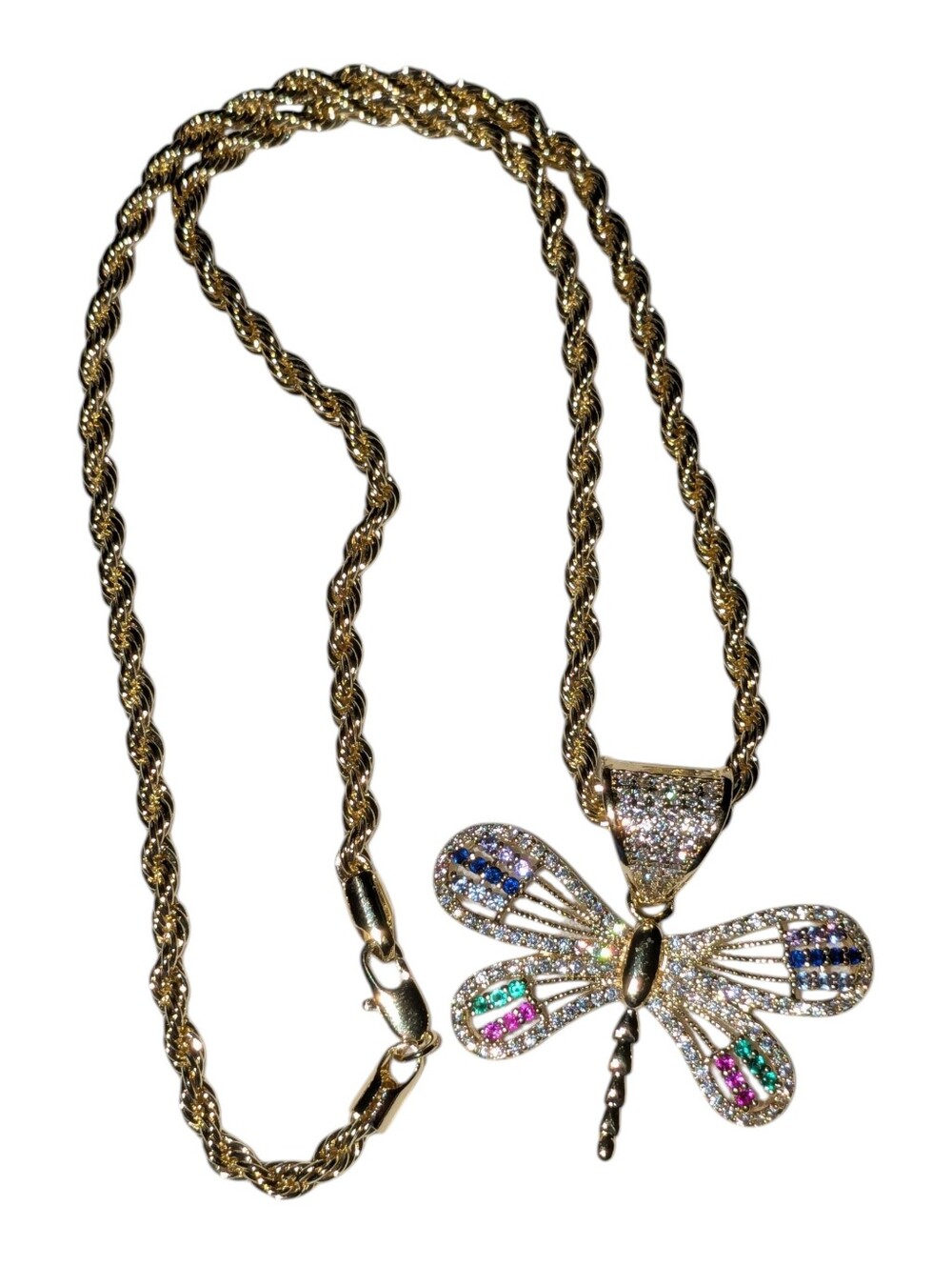 Gold Plated Dragonfly Pendant Necklace